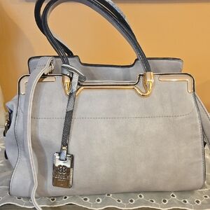 Bessie London Gray Handbag with Gold Accents